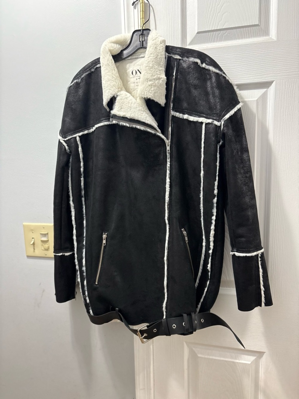 One Teaspoon Silver Cannon Jacket Shearling Size XS Free People NWOT